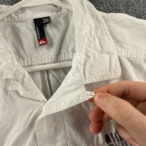 Quiksilver Loop Graphic Print All Cotton Camp Short Sleeve Medium White Casual - Picture 12 of 16